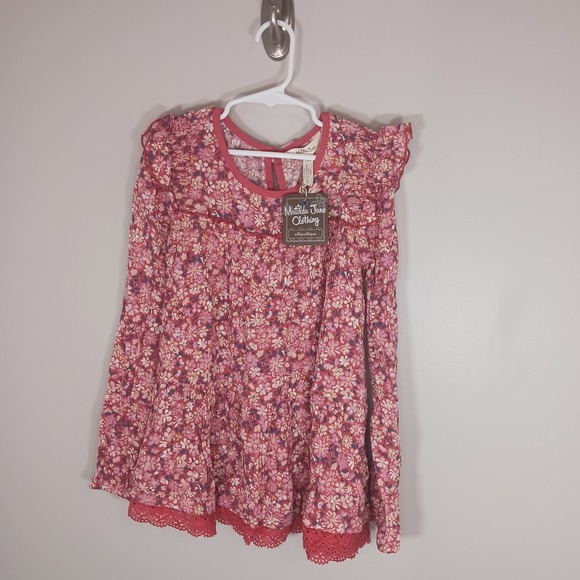 Matilda Jane Other - Matilda Jane Floral Ruffle Pink Long Sleeve Girl's Blouse Size 10 New